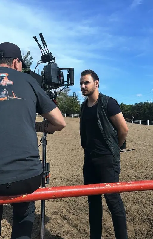 Mhamad Aref on set with the cinema camera