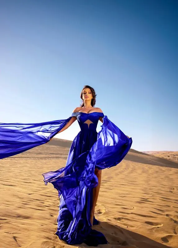 Cobalt gown on the dunes