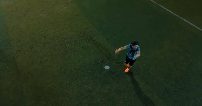 Top-down drone shot of the run-up