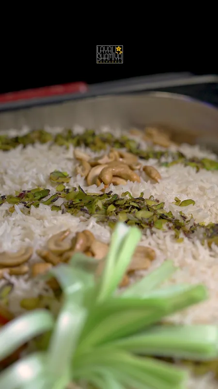 Rice with nuts, close-up