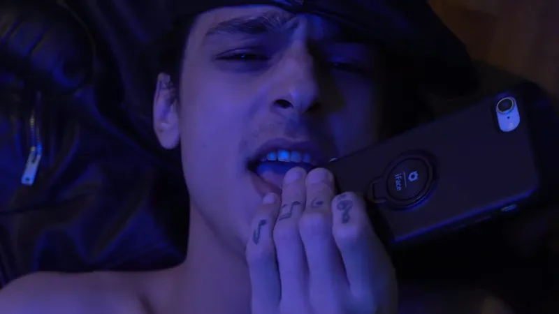 Lying down with a phone, blue light