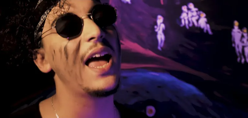 Painted face and round sunglasses