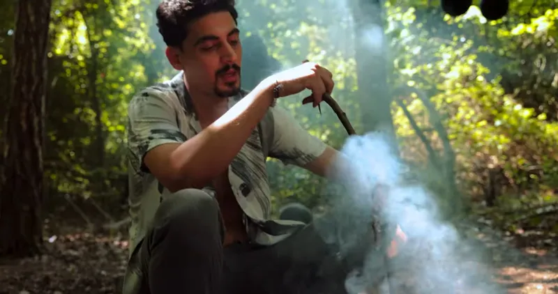 Smoke rising in the forest