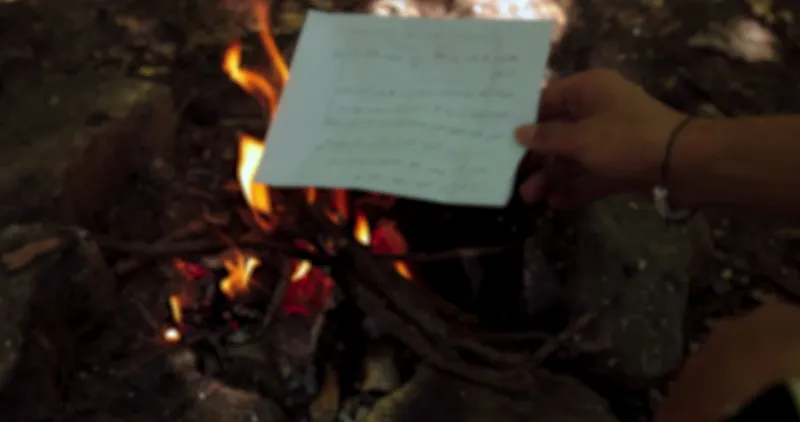 A handwritten letter over the fire